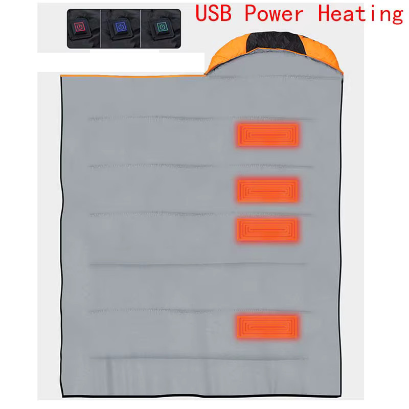 DAWN TRIP Beheizter Schlafsack für Erwachsene in Orange mit Multi-USB-Stromunterstützung und kompakter Tragetasche - Bild 2
