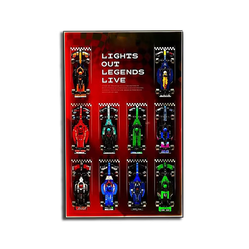Display-Wandtafel für LEGO Speed Champions Modelle, roter Wandhalterungs-Rahmen aus Kunststoff für 10 Autos - Bild 5