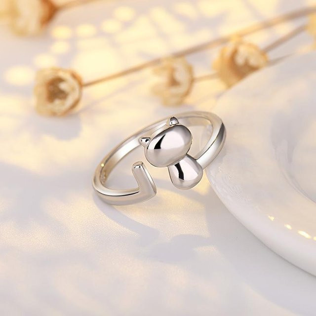 Ring Katze und Maus Form, Silber, Damen - Bild 1