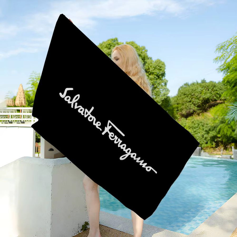 Salvatore Ferragamo Strandtuch aus Mikrofaser in Schwarz und Sand, schnelltrocknendes Handtuch für Pool, Strand und Yoga - Bild 4
