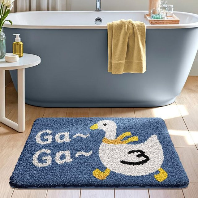 Lodestar Badezimmerteppich mit Tier-Motiv aus blauer Mikrofaser, rutschfest und saugfähig, B/T: 60 x 40 cm - Bild 1