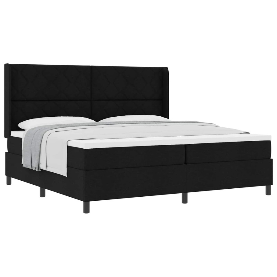 vidaXL Boxspringbett mit Matratze in Schwarz aus Stoff, B/T/H: 200 x 200 x 118 cm - Bild 2