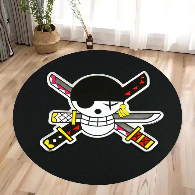 Miniso One Piece Anime Runder Teppich in Schwarz, Durchmesser: 40 cm - Bild 1