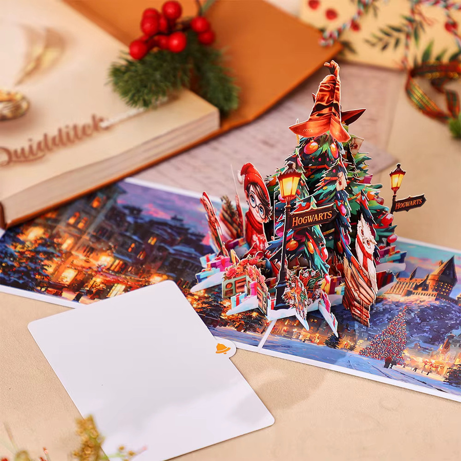 Harry Porty Weihnachtsbaum-Grußkarte aus Papier, buntes Weihnachtsgeschenk für Freunde, 1 Stück - Bild 2
