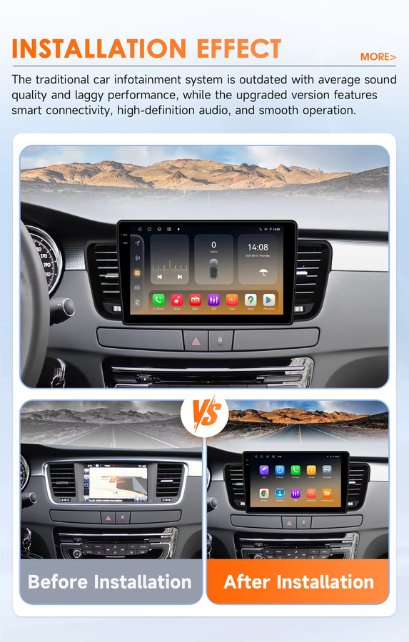 Hizpo CarPlay Android Auto Autoradio für Peugeot 508 und 508SW (2011-2018) mit GPS, 4G, DSP, RDS und 360-Grad-Kamera in Schwarz mit Snapdragon 6115 Prozessor - Bild 2