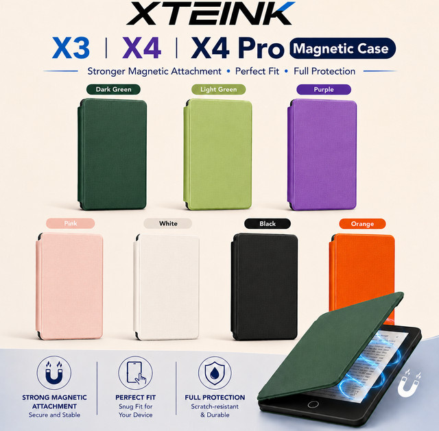 XTEINK Magnetische Schutzhülle für X3 X4 X4 Pro E-Reader, schlanke und stoßfeste Hülle in Schwarz - Bild 1