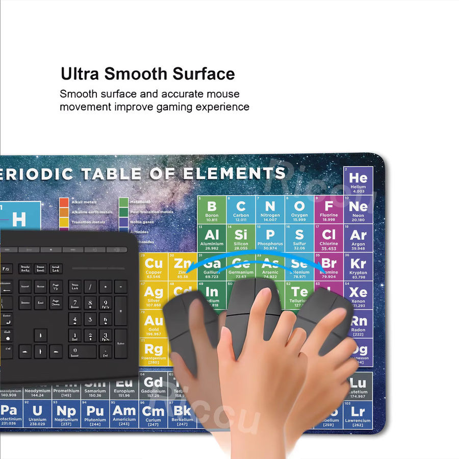 Riccu Gaming Mauspad XXL Periodensystem der chemischen Elemente, rutschfeste Schreibtischunterlage in Multicolour - Bild 3