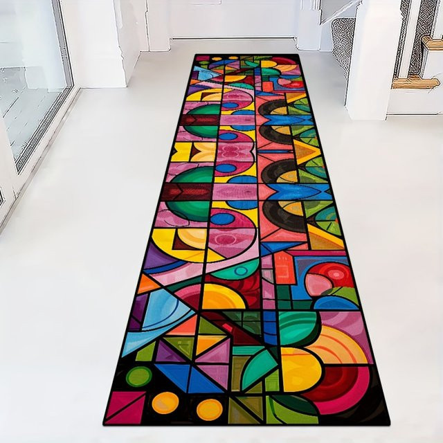 VIKAMA Geometrischer Teppich in Multicolour, schmutzabweisend und rutschfest, modern und rechteckig - Bild 1