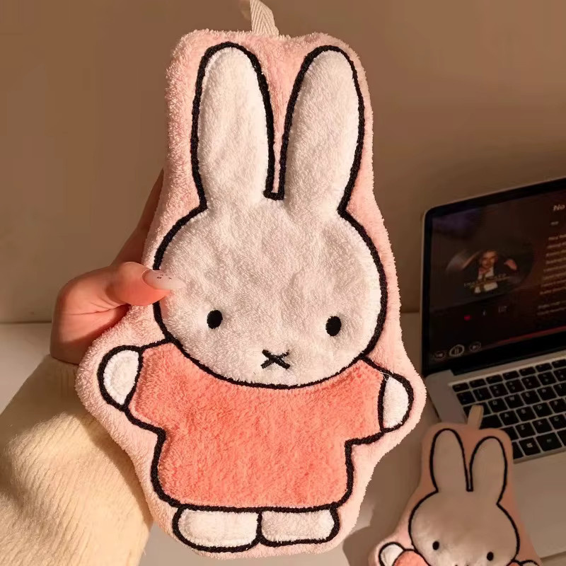 Miffy Handtuch mit Cartoon-Muster aus weichem Korallenfleece in Pink - Bild 2
