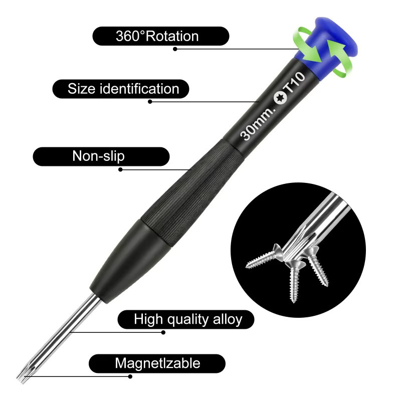 ERIKOLE Torx Schraubendreher Set für PS5, PS4, Xbox One Serie und Switch 2 mit T6, T8, T10 sowie 1,5, 2,0 und 3,0 mm für Reparaturen und Öffnungen - Bild 2