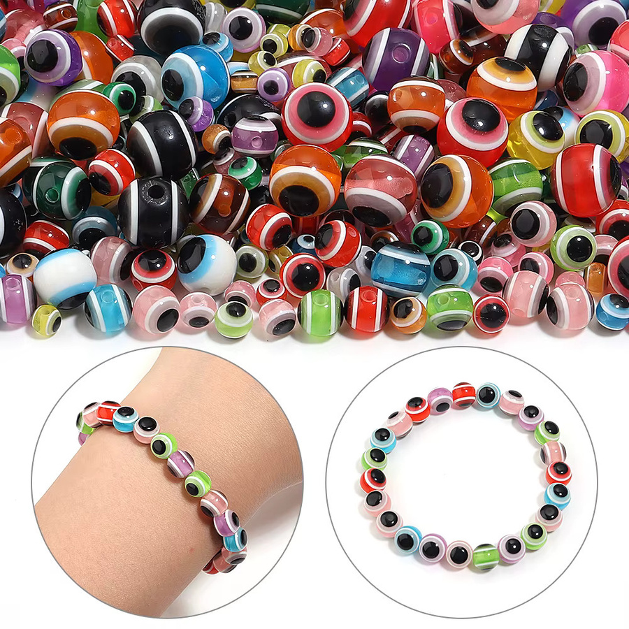 louleur Perlen Harz Evil Eye, gemischte Farbe, Runde Distanzperlen - Bild 4