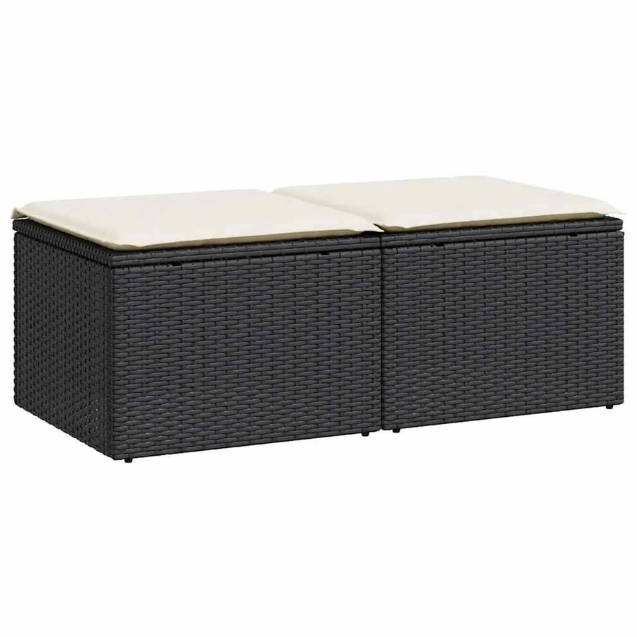 vidaXL 2-teiliges Garten-Sofagarnitur Set aus Polyrattan und Akazie mit Kissen in Schwarz - Bild 2