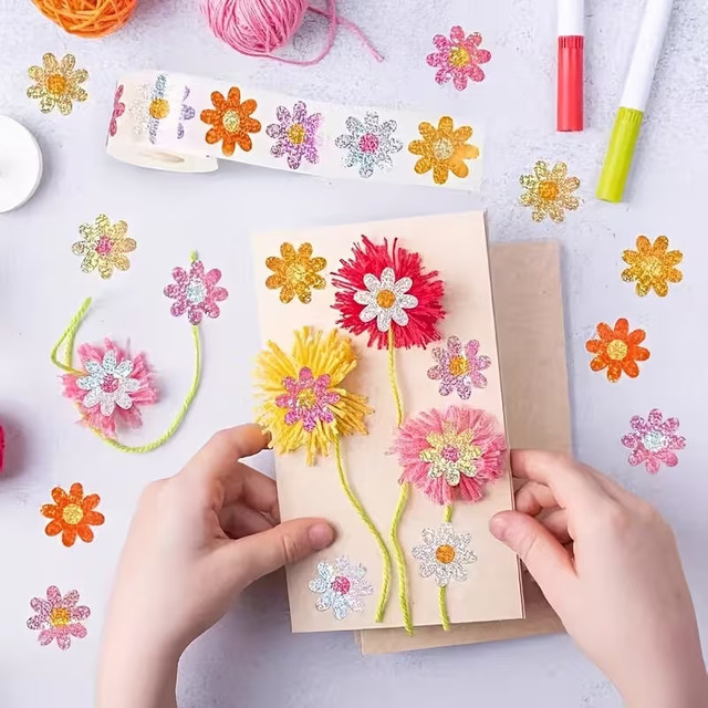 Lasergeschnittene Blumen-Aufkleber in Multicolour für Wandkunst, Geschenkverpackungen und Umschläge - Bild 1