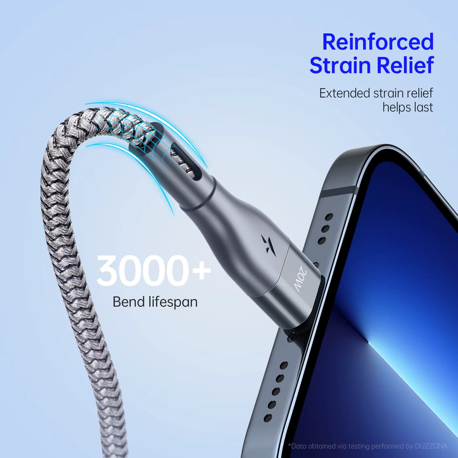 DUZZONA USB-C auf Lightning Kabel, 20 W PD, Grau - Bild 5