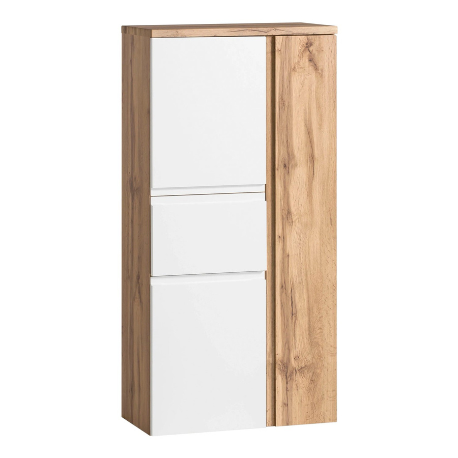 Held Möbel Midischrank Ancona in Matt Weiß-Wotaneiche, Breite: 65 cm, Höhe: 130 cm, Tiefe: 35 cm - Bild 2