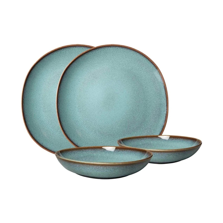 Villeroy & Boch like. Tafel-Set Lave 4-teilig aus Steinzeug in Weiß und Türkis - Bild 2