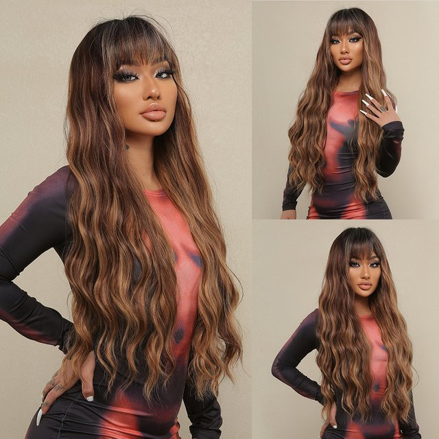 ALAN EATON Perücke mit Pony, Ombre Brown Highlights, Damen - Bild 1