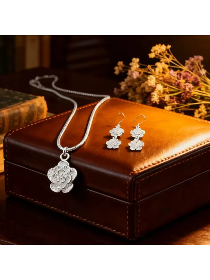 Schmuck-Set 925 Silber, Rose Blume, Damen - Bild 4