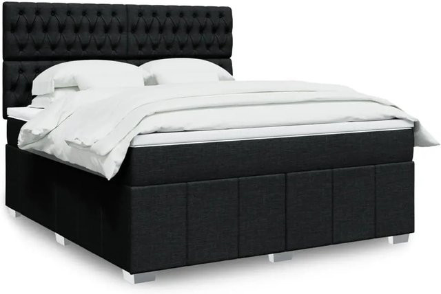 vidaXL Boxspringbett mit Matratze Schwarz B/T/H: 180 x 200 x 140,5 cm, Hybrid-Design mit USB-Ladeport und Unterbettbeleuchtung - Bild 1