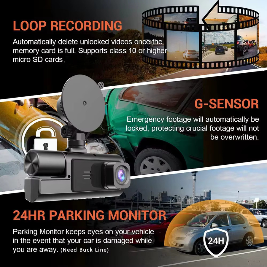 Camco 3-Kanal Dash Cam mit WIFI und Full HD 1080P für das Fahrzeuginnere in Schwarz - Bild 6