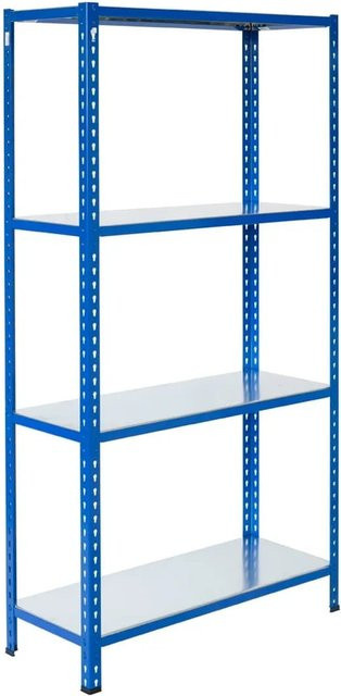AR Shelving Steckregal aus Stahl in Blau und Verzinkt mit 4 Böden, Höhe: 250 cm, Breite: 60 cm, Tiefe: 50 cm - Bild 1
