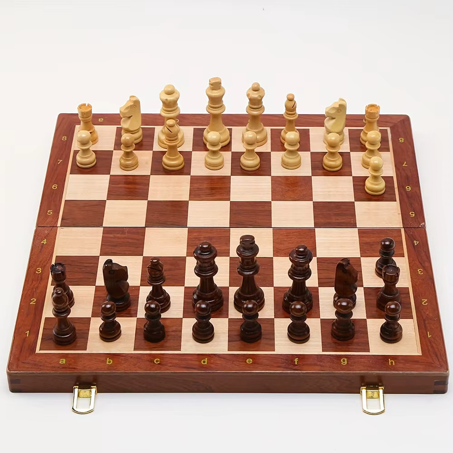 Yernea Schachspiel aus Holz, faltbar, groß, 39 cm, Brettspiel - Bild 3
