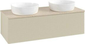 V&B Antao Waschtischunterschrank mit Frontstruktur und Beleuchtung, Grau lackiert, B/T/H: 120 x 50 x 50 cm - Bild 1