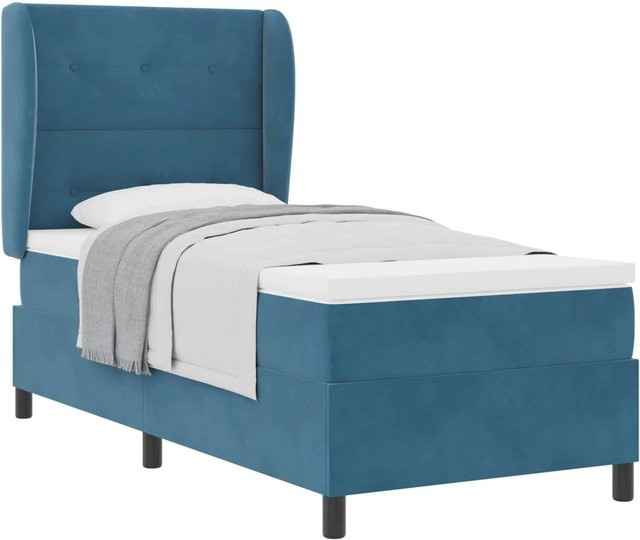 vidaXL Boxspringbett mit Matratze und Taschenfederkern in Dunkelblau, B/T/H: 200 x 100 x 40 cm - Bild 1