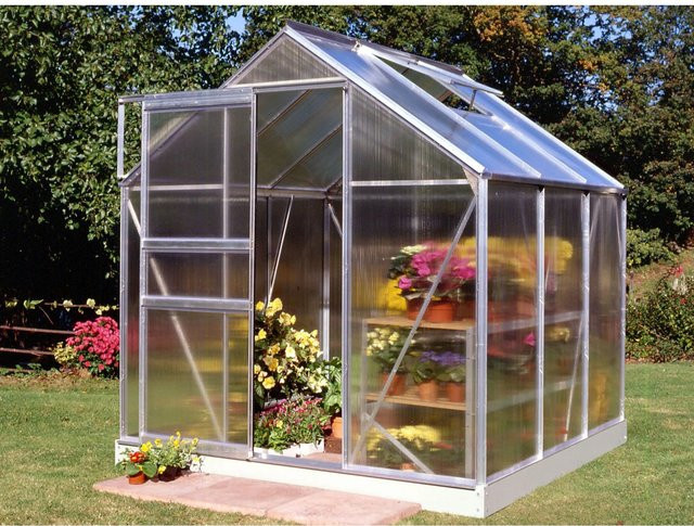 Halls Gewächshaus Popular aus Aluminium in Silber mit 3,8 m² Fläche und Polycarbonat-Stegdoppelplatten - Bild 1