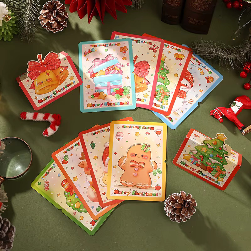 30 Stück Retro Cartoon Weihnachtskarten mit 3D-Effekt in Rot und Mehrfarbig - Bild 4
