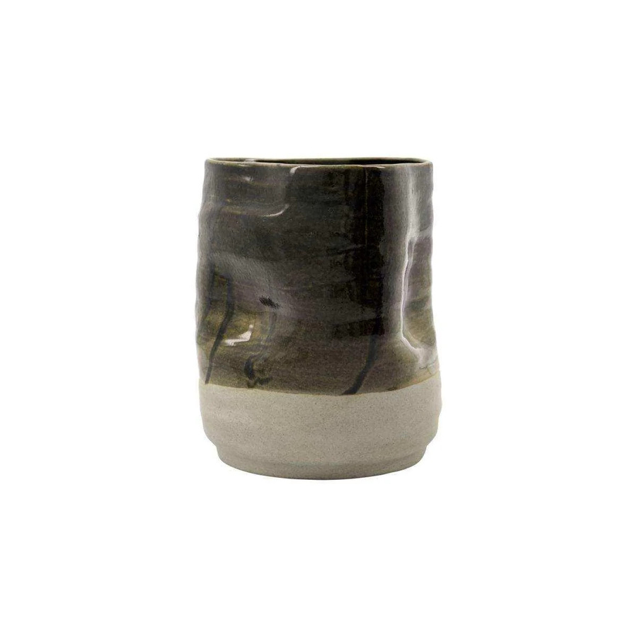 House Doctor Topf Happy aus Steingut, schwarz, Durchmesser: 17 cm - Bild 1