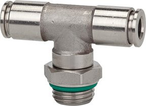 Riegler T-Steckverschraubung drehbar G 3/8 a Schlauchdurchmesser 10 mm aus Edelstahl in Silber - Bild 1