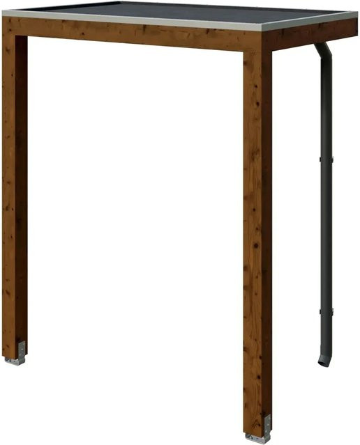 Skan Holz Vordach Fehmarn Flachdach aus Fichte in Nussbaum Braun B: 220 cm, T: 125 cm - Bild 1