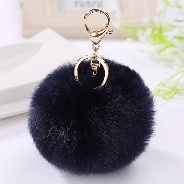 Charm-Anhänger Lucky Black Cat, Kaninchenfell, schwarz, Damen - Bild 1