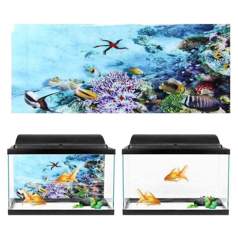 Dekorativer Aquariums-Hintergrund von Honor Electronics als PVC-Sticker mit Landschaftsmotiv, mehrfarbig, B: 61 cm - Bild 3