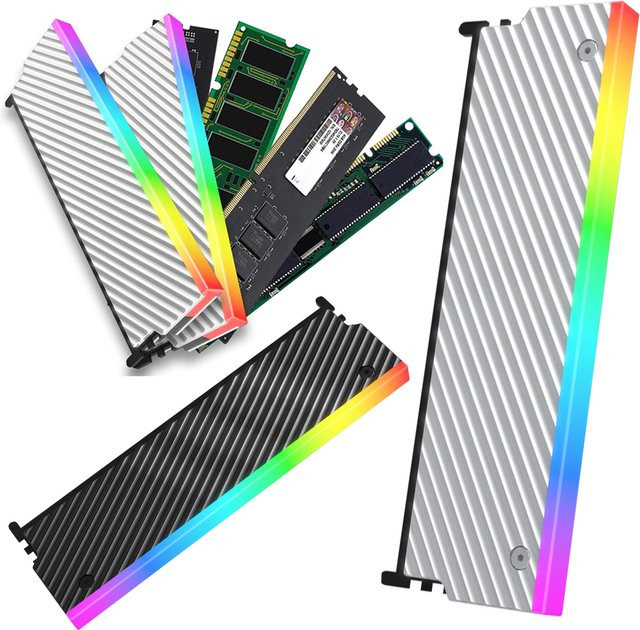 ALLOET ARGB RAM-Kühlkörper Radiator aus Aluminiumlegierung in Silber für DDR2 DDR3 DDR4 DDR5 Desktop-PC-Speicher mit 5V 3PIN Anschluss - Bild 1