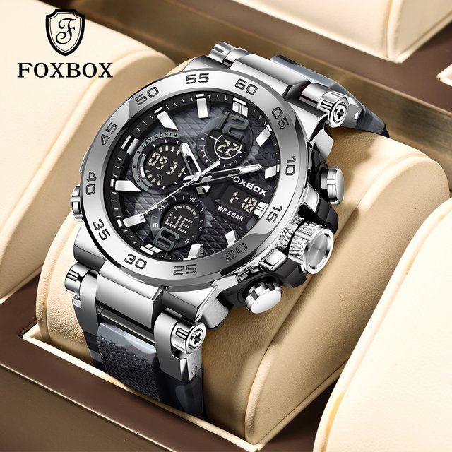 FOXBOX Armbanduhr, Quarz, Analog-Digital, Grün, Silikon, Herren - Bild 1