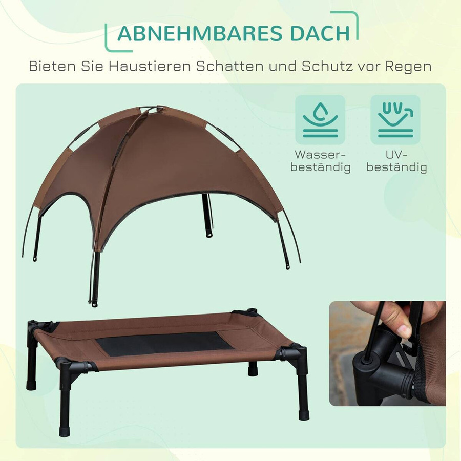 PawHut Hundesofa in Schwarz und Braun mit abnehmbarem Bezug und erhöhtem Boden, B/H/L: 61 x 76 x 73 cm - Bild 2