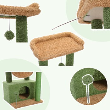 Pawz Road Kleiner Kratzbaum mit Hängematte und integriertem Spielzeug in Grün, Höhe: 83 cm - Bild 2