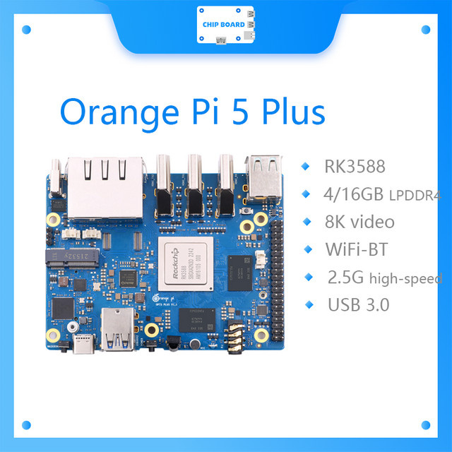 Orange Pi 5 Plus Einplatinen-Computer mit RK3588, PCIe-Modul, SSD-Unterstützung sowie WiFi und Bluetooth für 8K-Anwendungen - Bild 1