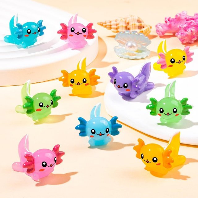 35 Stück Mini-Achsolotl-Figuren aus Kunstharz von XMSJ in Multicolor für DIY-Handwerk, Feengarten und Aquarium-Dekoration - Bild 1