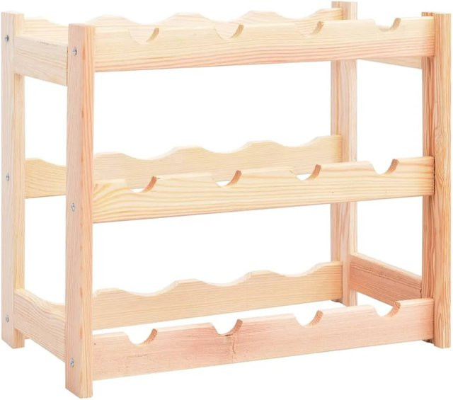 vidaXL Weinregal aus Kiefernholz für 12 Flaschen, Farbe Beige/Braun, B/T/H: 38,0 x 25,0 x 12,0 cm - Bild 1