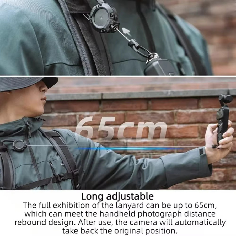 DJI Osmo Pocket 3 Zubehör: Tragbare Teleskop-Rucksackhalterung mit Schnellverschluss und ausziehbarem Trageriemen in Schwarz - Bild 4