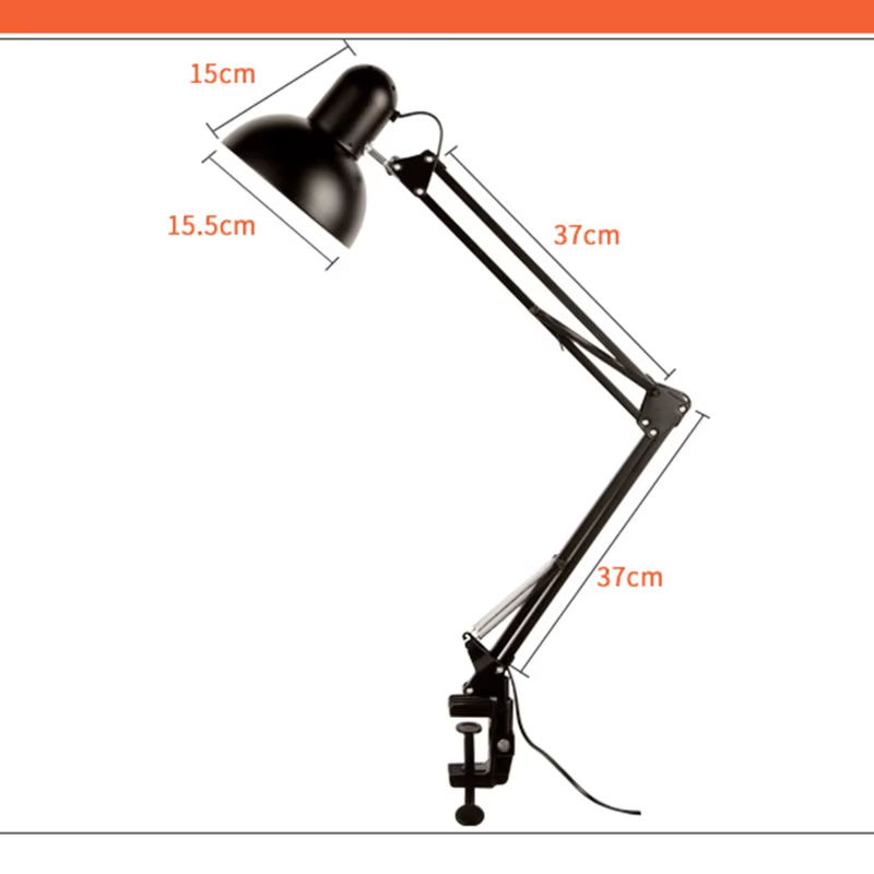 L-MANG Retro Klemmleuchte in Schwarz für E27 Glühbirnen, verstellbare Schreibtischlampe zum Anklipsen für Büro und Schlafzimmer - Bild 3