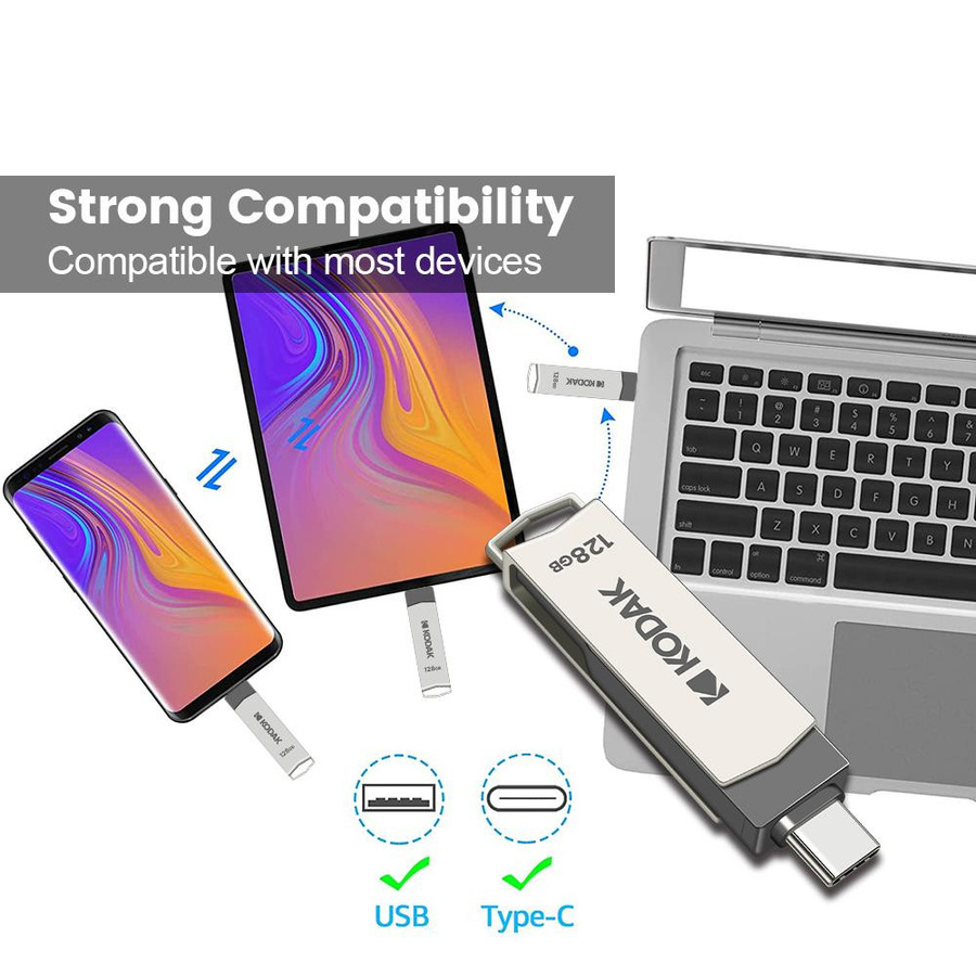 Kodak K273 USB-C OTG USB 3.2 Flash-Laufwerk aus Metall in Silber mit 32 GB - Bild 5
