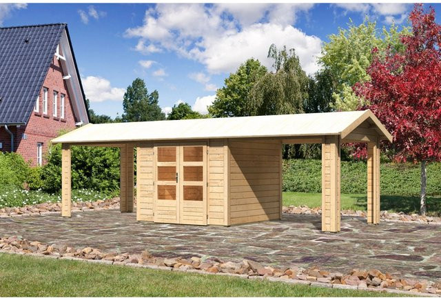 Karibu Holz-Gartenhaus Timra mit Satteldach in Braun, B/T/H: 240 x 244 x 240 cm - Bild 1