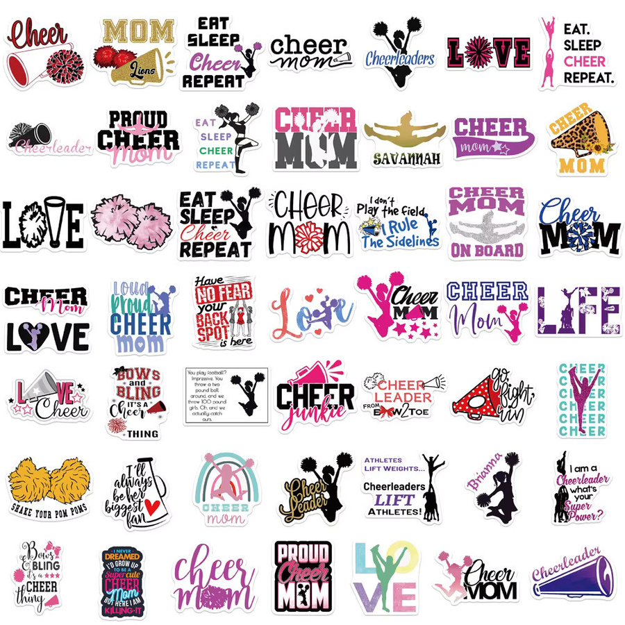 50 Stück Scrapbook Aufkleber mit Cheerleader Englisch Phrasen in Multicolour für Laptops, Handyhüllen und Notebooks - Bild 4