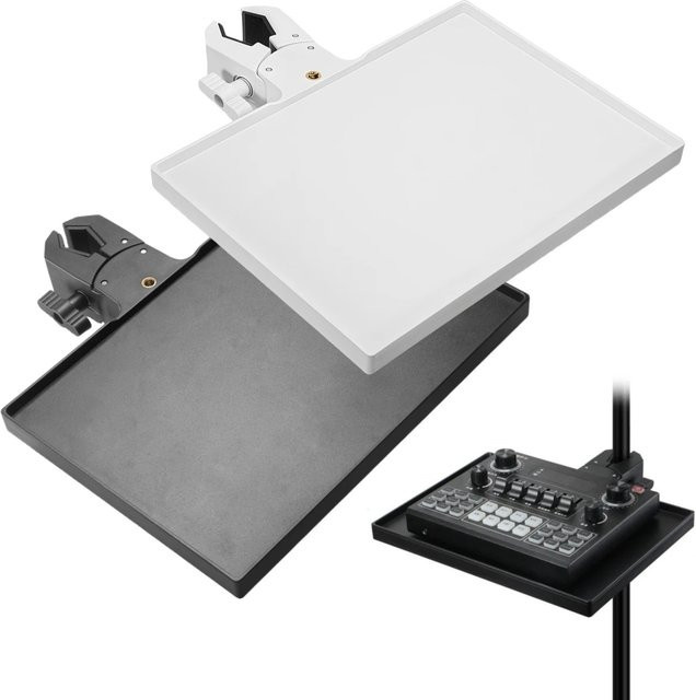 Miwayer Universal-Mikrofonständerablage als Soundkartenplattform mit O-Typ-Klemme für Live-Streaming und Aufnahmen, Breite: 22,5 cm, Tiefe: 16,5 cm, passend für Rohre von 13 bis 47 mm - Bild 1