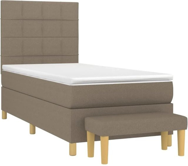 vidaXL Boxspringbett Hybrid mit Matratze Beige Stoff B/T/H: 90 x 190 x 118 cm - Bild 1