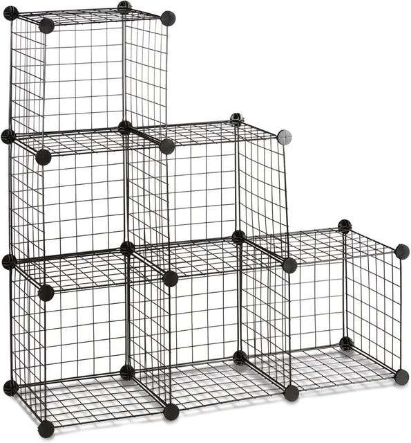 Relaxdays Regalsystem Metall in Schwarz im Industrial Chic mit 6 Fächern, B/H/T: 110 x 110 x 36,5 cm - Bild 1